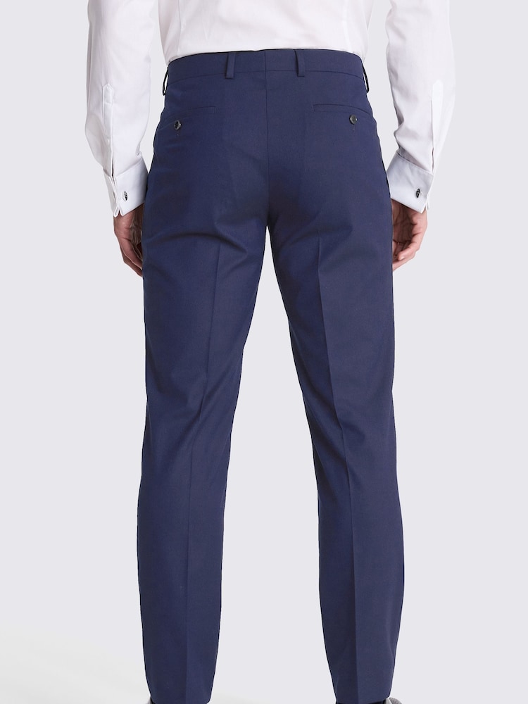 MOSS Navy Blue Slim Fit Tuxedo Suit Trousers - Image 2 of 4