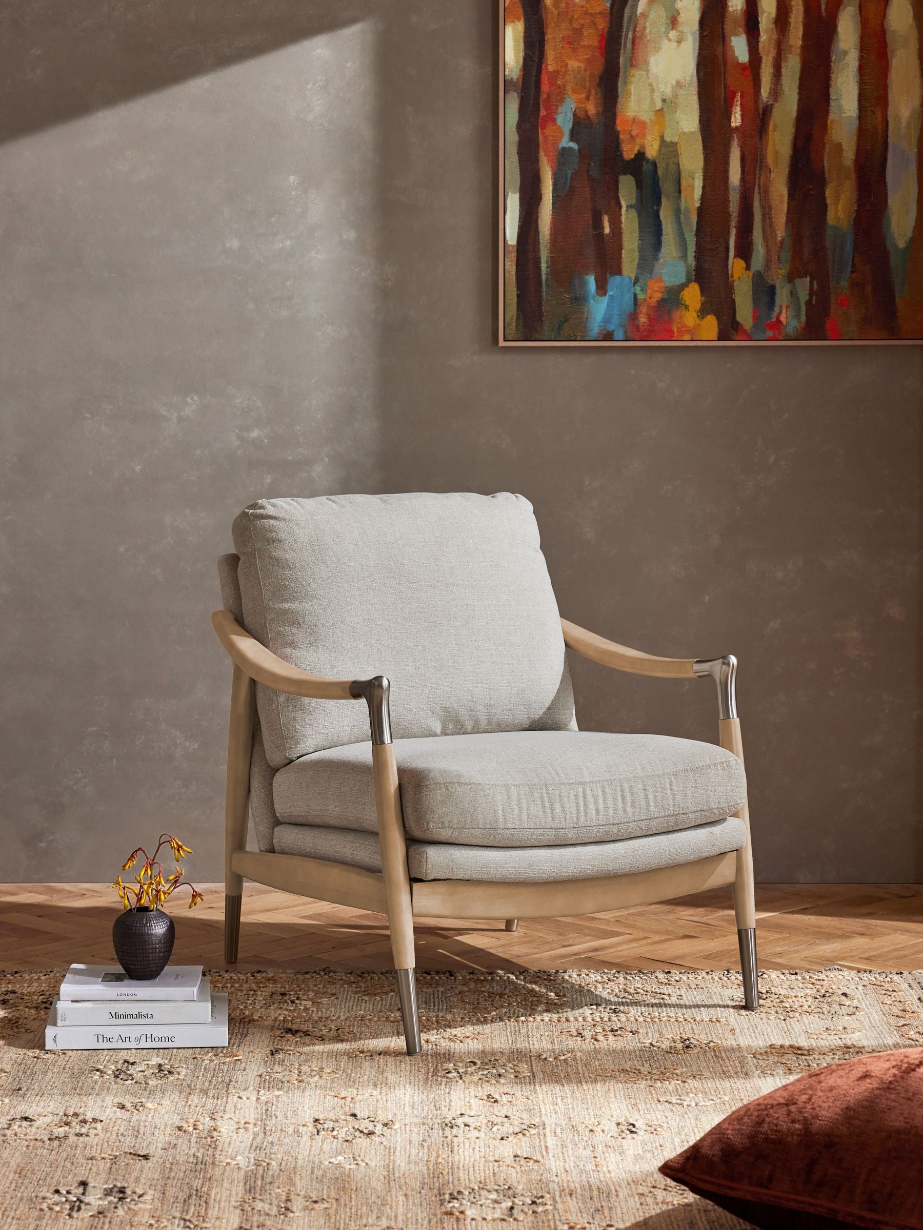 Tweedy Plain Light Natural Flinton Wooden Accent Chair