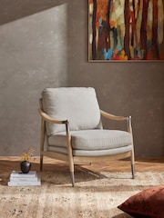 Tweedy Plain Light Natural Flinton Wooden Accent Chair - Image 1 of 10