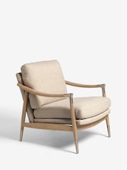 Tweedy Plain Light Natural Flinton Wooden Accent Chair - Image 4 of 10