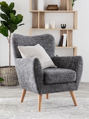Chunky Chenille Dark Grey Wilson II Highback Armchair - Image 1 of 7