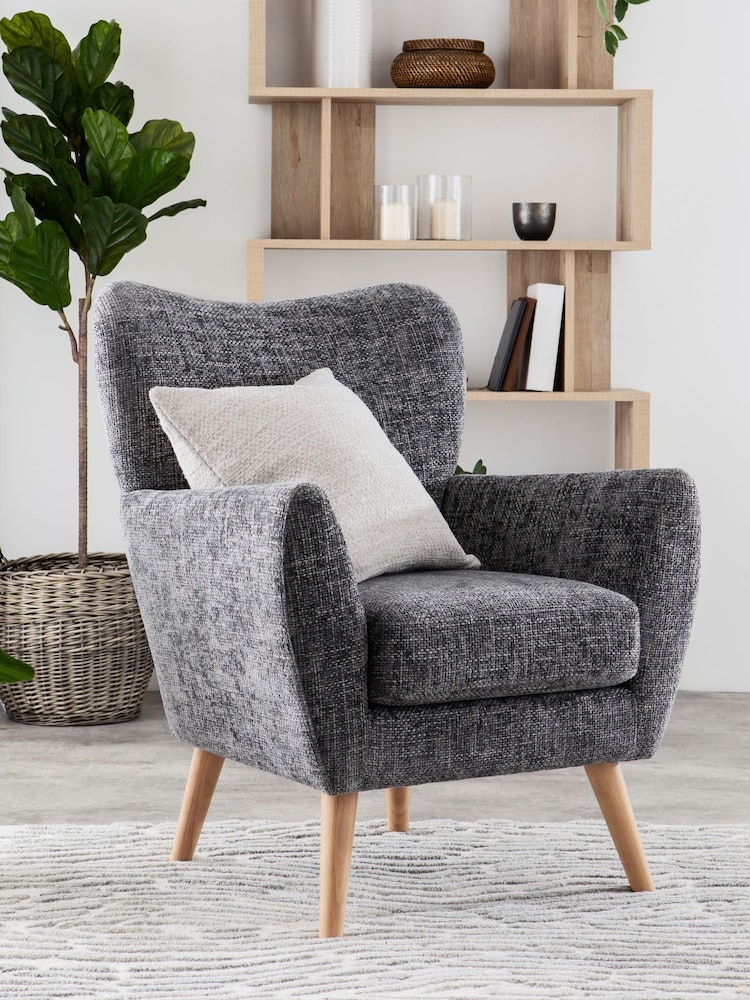 Chunky Chenille Dark Grey Wilson II Highback Armchair - Image 1 of 7
