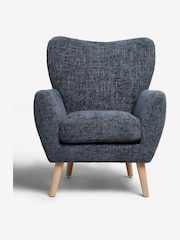 Chunky Chenille Dark Navy Blue Wilson II Highback Armchair - Image 3 of 7