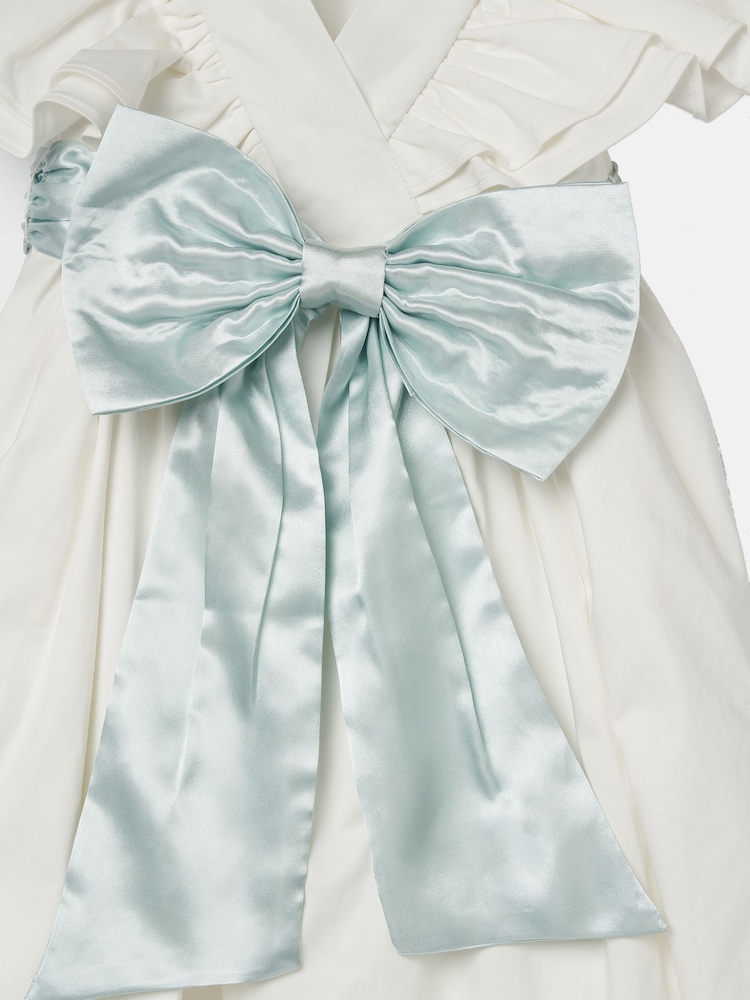 Angel & Rocket White/Green Taffeta Ruffle Bow Sylvie Dress - Image 11 of 11