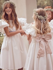Angel & Rocket White/Green Taffeta Ruffle Bow Sylvie Dress - Image 4 of 11