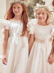 Angel & Rocket White/Green Taffeta Ruffle Bow Sylvie Dress - Image 5 of 11