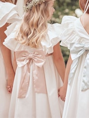 Angel & Rocket White/Green Taffeta Ruffle Bow Sylvie Dress - Image 6 of 11