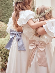 Angel & Rocket White/Green Taffeta Ruffle Bow Sylvie Dress - Image 7 of 11