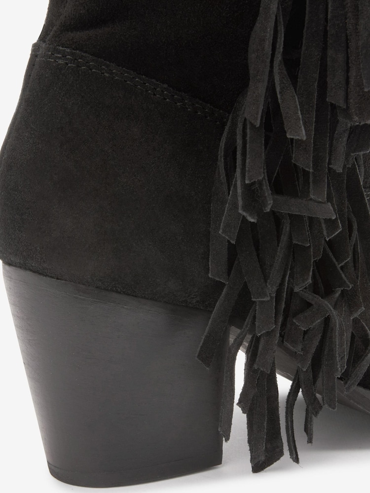 Black Western Cowboy Fringe Ankle Boots - Image 8 of 8