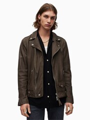 AllSaints Brown Milo Biker Jacket - Image 2 of 7
