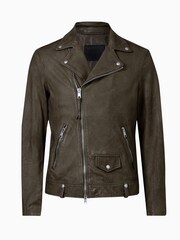 AllSaints Brown Milo Biker Jacket - Image 7 of 7