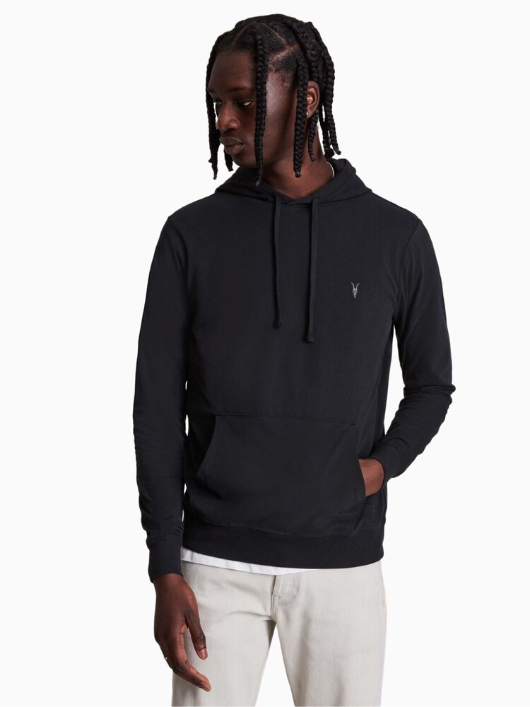 AllSaints Black 100% Cotton Brace Hoodie - Image 1 of 5 AllSaints Black 100% Cotton Brace Hoodie - Image 1 of 5