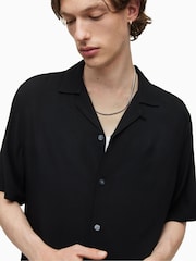 AllSaints Black Venice Short Sleeve Shirt - Image 4 of 9
