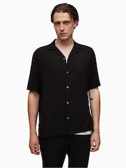 AllSaints Black Venice Short Sleeve Shirt - Image 7 of 9