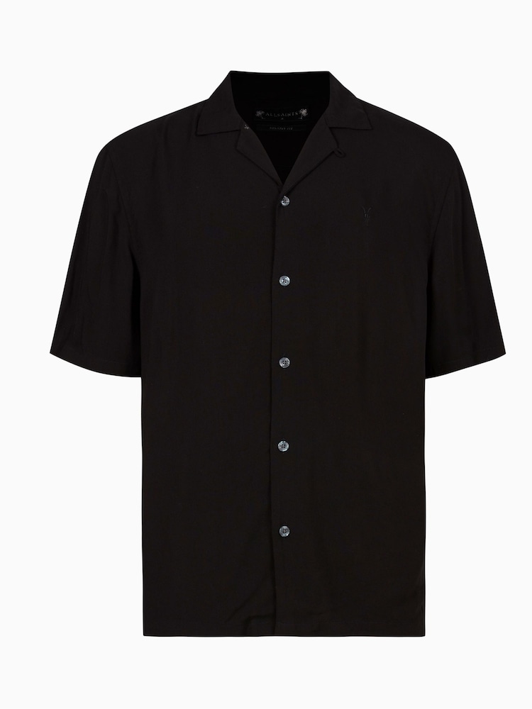 AllSaints Black Venice Short Sleeve Shirt - Image 9 of 9