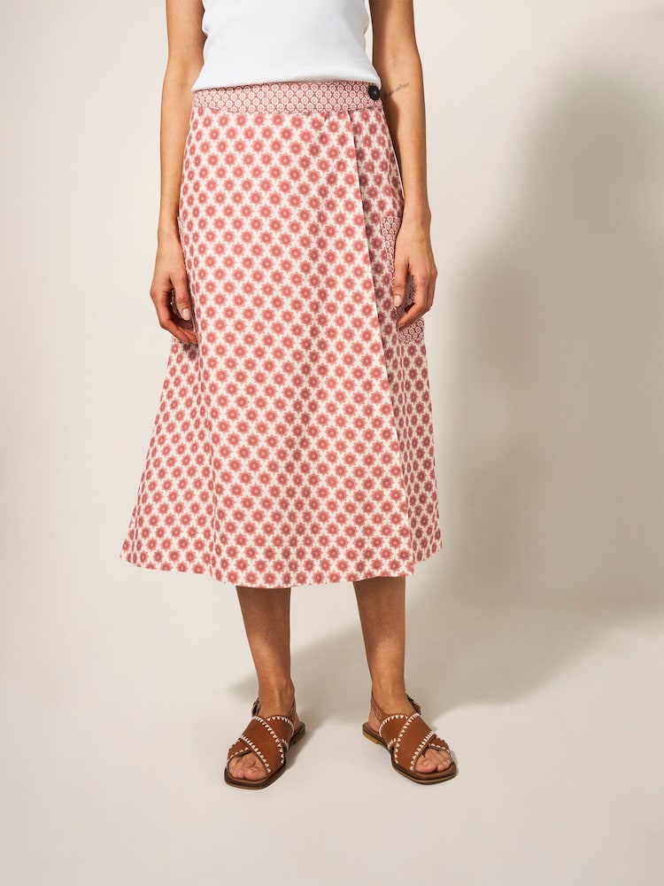 White Stuff Red Wilma Linen Wrap Skirt - Image 1 of 6