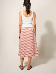 White Stuff Red Wilma Linen Wrap Skirt - Image 2 of 6
