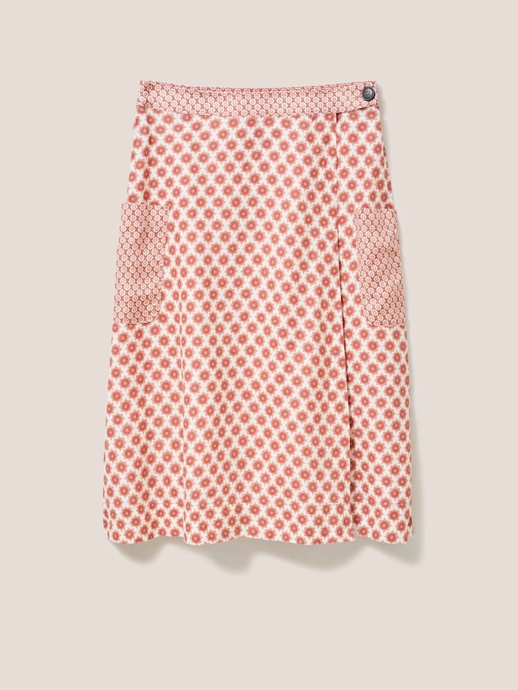 White Stuff Red Wilma Linen Wrap Skirt - Image 5 of 6
