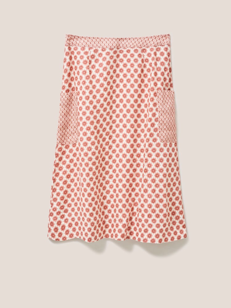 White Stuff Red Wilma Linen Wrap Skirt - Image 6 of 6