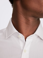 MOSS White Tailored Fit Double Cuff Zero Iron 100% Cotton Shirt - Image 3 of 4