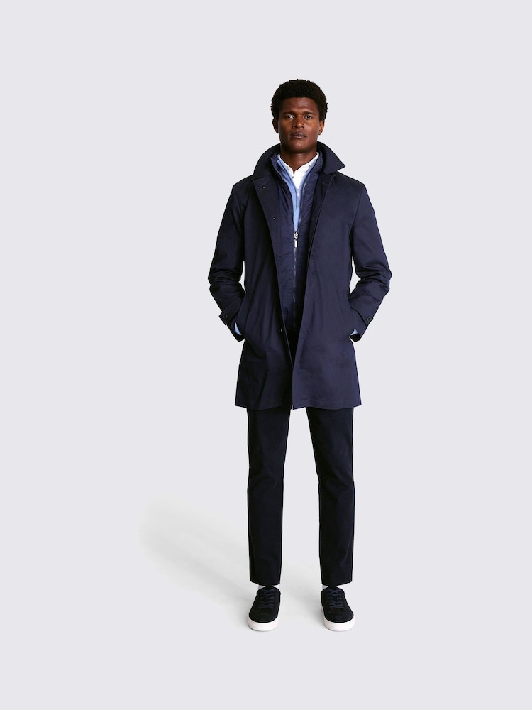 MOSS Blue Tailored Fit Padded Raincoat - Image 1 of 7