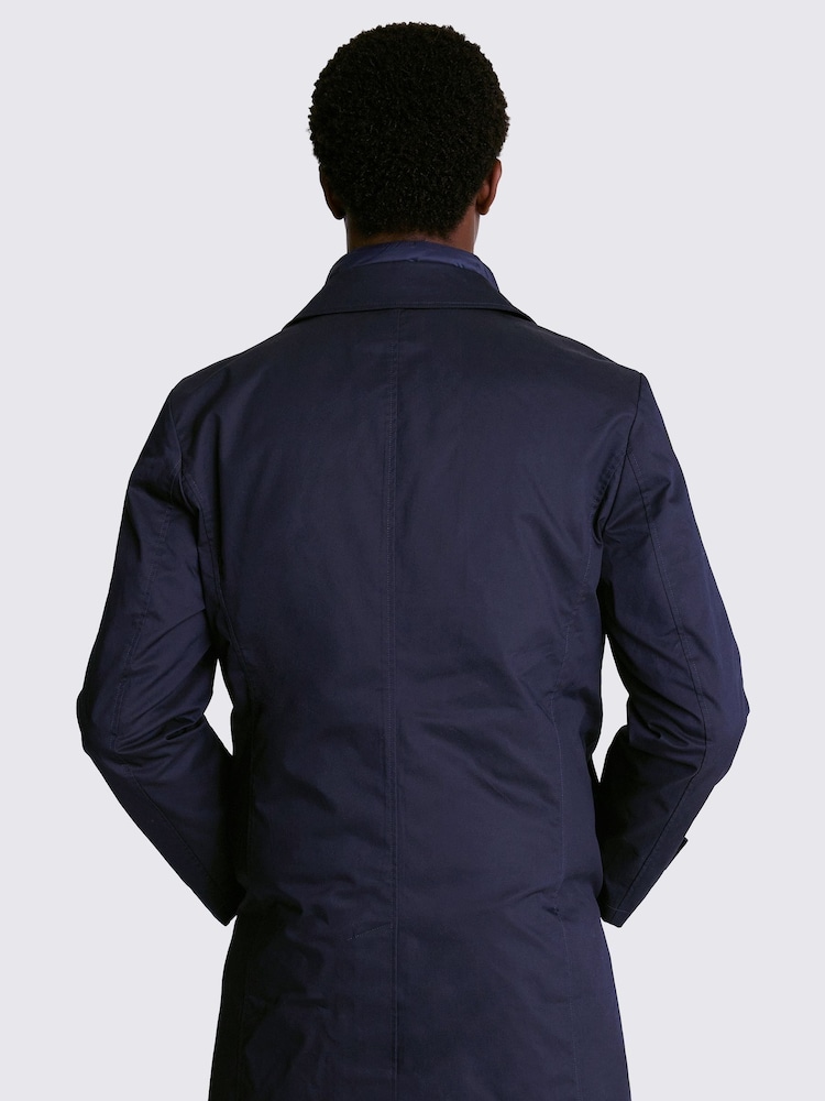 MOSS Blue Tailored Fit Padded Raincoat - Image 2 of 7