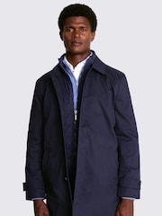 MOSS Blue Tailored Fit Padded Raincoat - Image 3 of 7