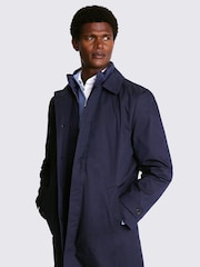 MOSS Blue Tailored Fit Padded Raincoat - Image 4 of 7