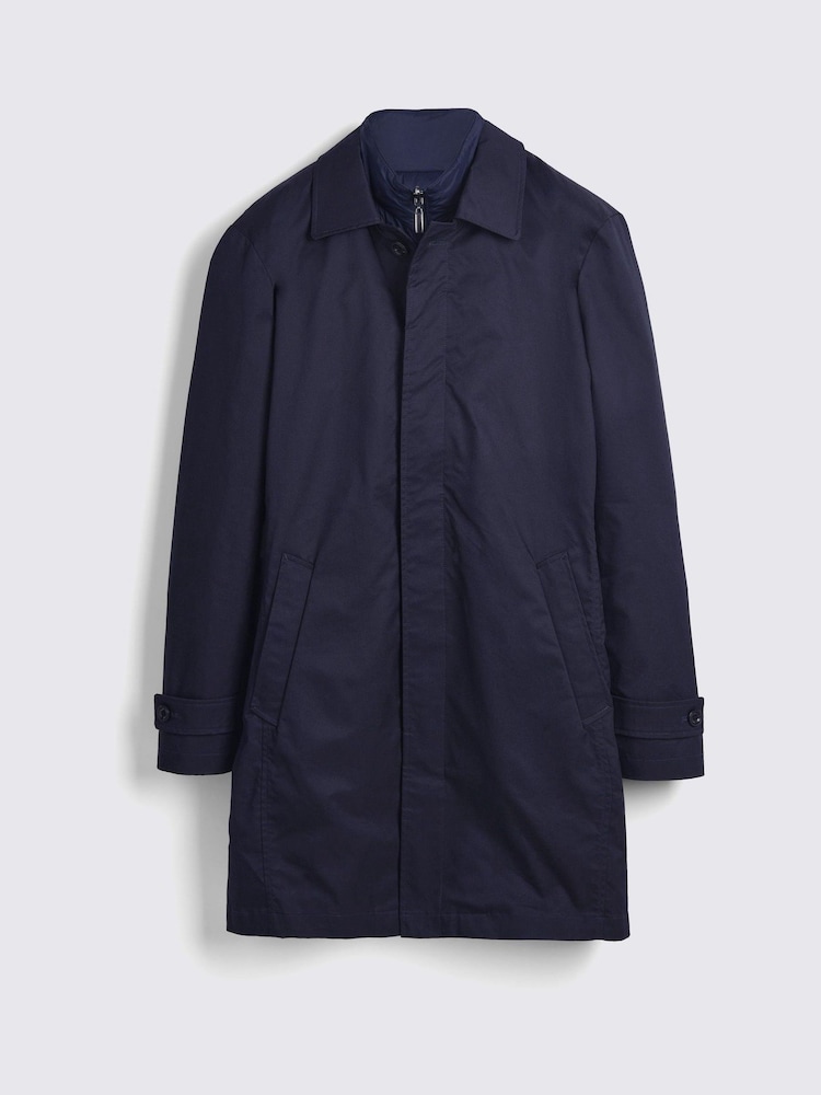 MOSS Blue Tailored Fit Padded Raincoat - Image 7 of 7