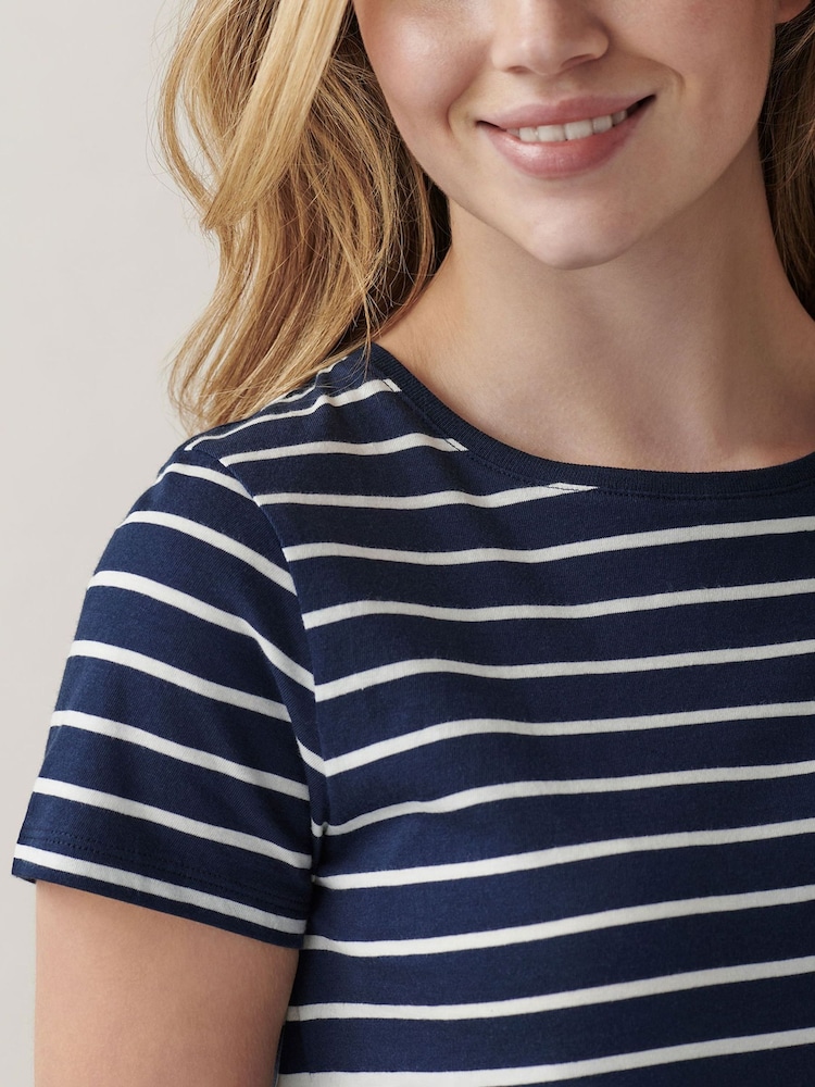 Crew Clothing Blue Dark 100% Cotton Breton T-Shirt - Image 4 of 5