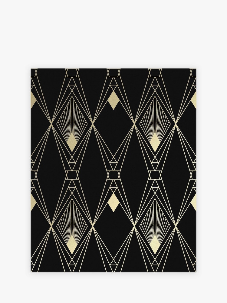 Black Deco Geometric 10M Wallpaper - Image 2 of 4 Black Deco Geometric 10M Wallpaper - Image 2 of 4