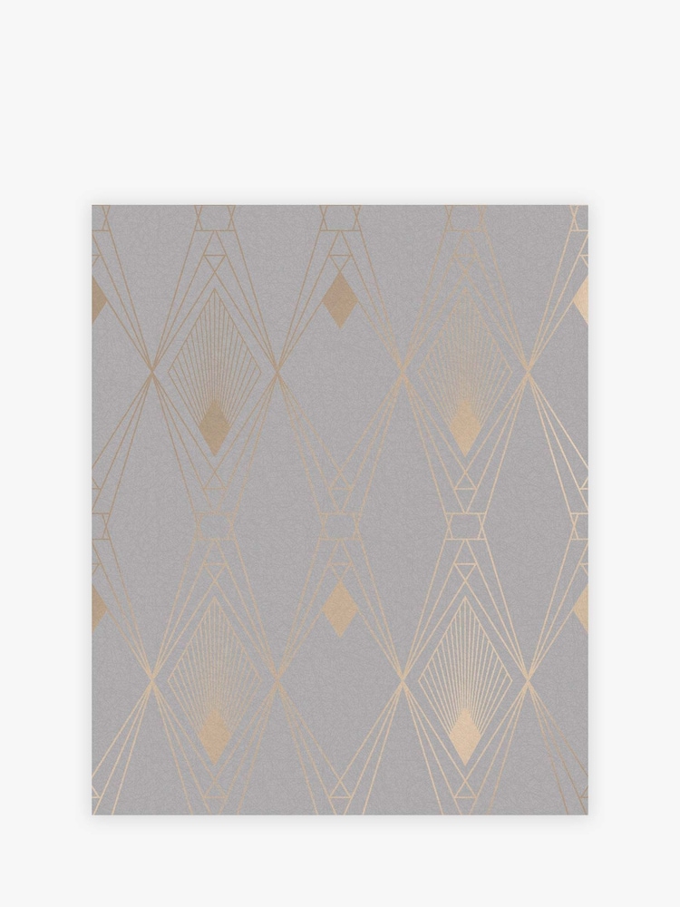 Grey Deco Geometric 10M Wallpaper - Image 2 of 4 Grey Deco Geometric 10M Wallpaper - Image 2 of 4