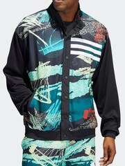 adidas Black 3-Stripes Moment Basketball Jacket - Image 3 of 6