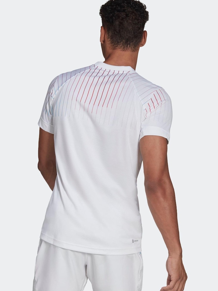 adidas Melbourne Tennis Freelift Printed White T-Shirt - Image 2 of 7