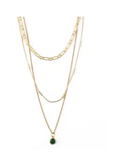 Orelia London Green Emerald 3-Row Necklace Made With Swarovski® Crystals - Image 1 of 2