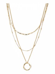 Orelia London Open Circle Chain 3 Row Necklace - Image 1 of 4