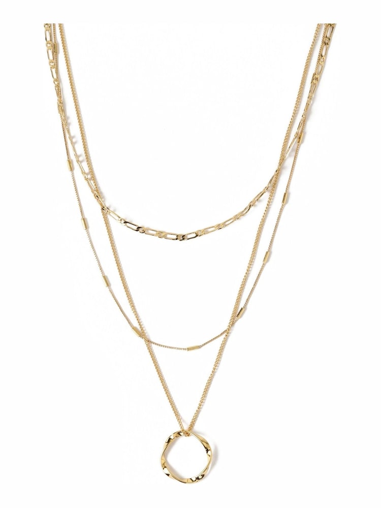 Orelia London Open Circle Chain 3 Row Necklace - Image 1 of 4