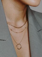 Orelia London Open Circle Chain 3 Row Necklace - Image 2 of 4
