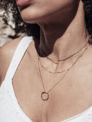Orelia London Open Circle Chain 3 Row Necklace - Image 3 of 4