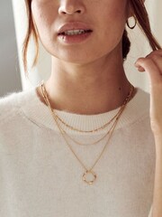 Orelia London Open Circle Chain 3 Row Necklace - Image 4 of 4