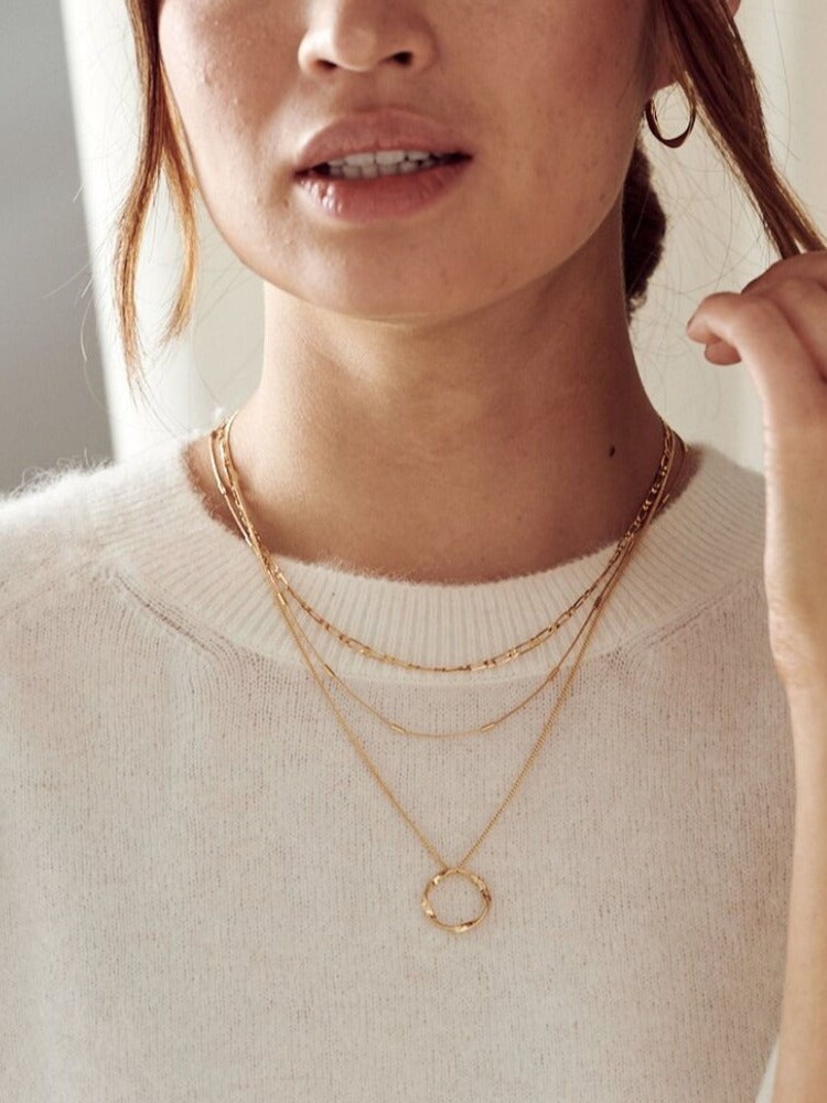 Orelia London Open Circle Chain 3 Row Necklace - Image 4 of 4