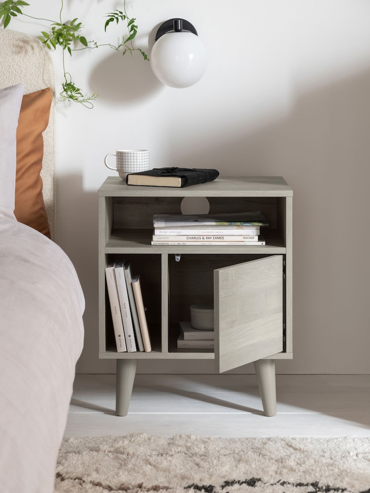 Grey Bronx Oak Effect Multi Bedside Table - Image 2 of 12