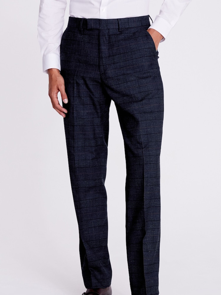 MOSS Navy Blue Check Suit: Trousers - Image 1 of 4