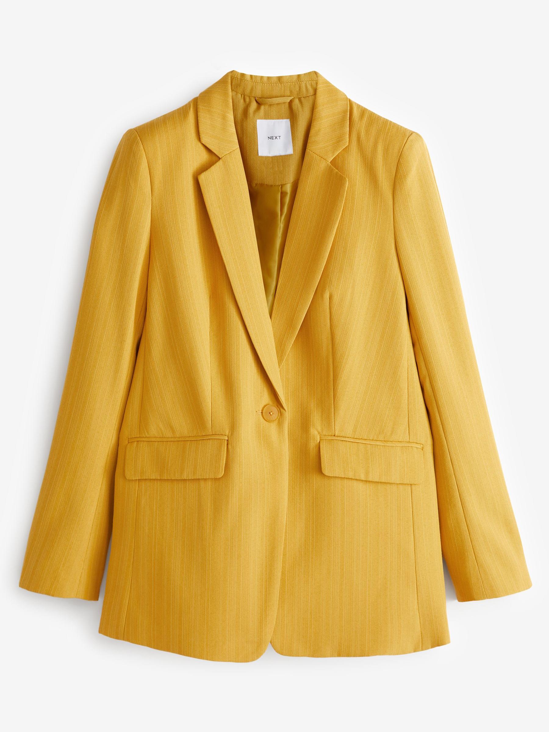 【送料&関税込】MSGM Single-breasted Yellow Jacket Buy Yellow Textured Single Breasted Blazer Jacket from Next