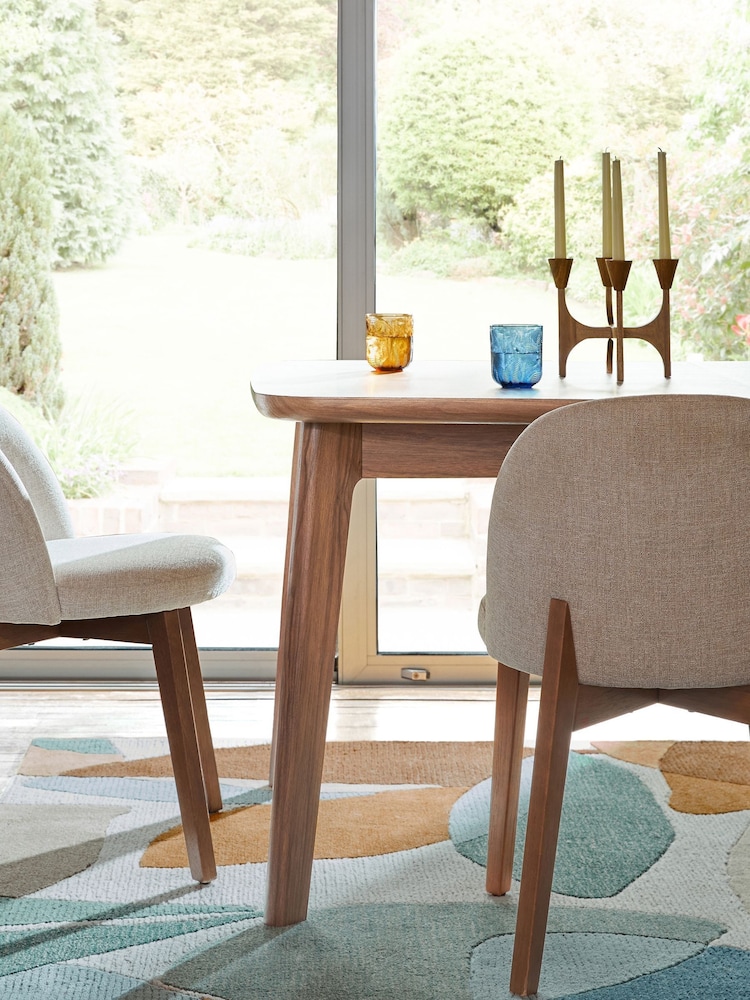 Set of 2 Tweedy Plain Light Natural Preston Dark Wood Leg Dining Chairs - Image 2 of 10