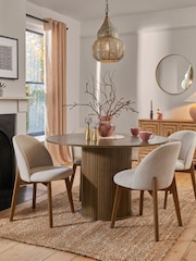 Set of 2 Tweedy Plain Light Natural Preston Dark Wood Leg Dining Chairs - Image 3 of 10