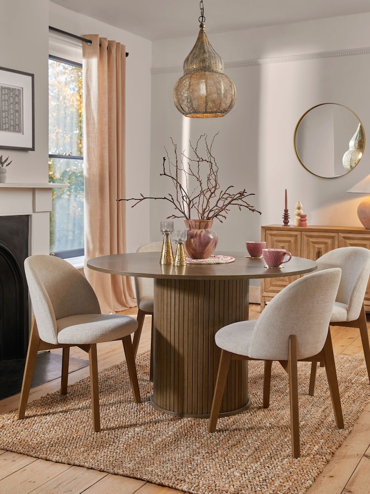 Buy Set of Tweedy Plain Light Natural Preston Dark Wood Leg