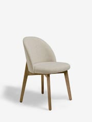 Set of 2 Tweedy Plain Light Natural Preston Dark Wood Leg Dining Chairs - Image 6 of 10