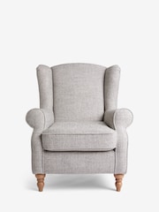 Chunky Weave Dove Grey Sherlock Highback Armchair - Image 2 of 10