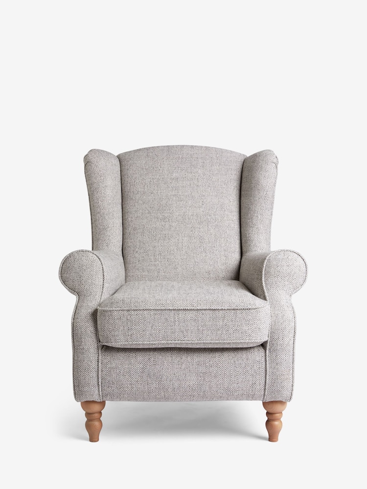 Chunky Weave Dove Grey Sherlock Highback Armchair - Image 2 of 10